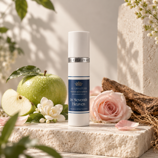 Apple fragrance Green Apple, Red Apple, Fresh Rose
Heart Notes:
Mimosa, Gardenia, Frankincense, Musk, Honey
Base Notes:
Ruh Khus, Vetiver, Dew-Kissed Fruits, Sandalwood, Oud