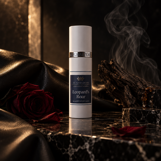 Leopard Roar Top Notes:
Oud, Black Pepper, Bergamot, Dark Rose
Heart Notes:
Russian Leather, Birch Tar, Labdanum, Tobacco Absolute
Base Notes:
Sylhet Oud, Ambergris, Mysore Sandalwood, Vetiver, Cedarwood