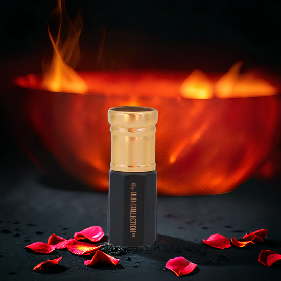 Dark rose oud perfume oil with smoky woods