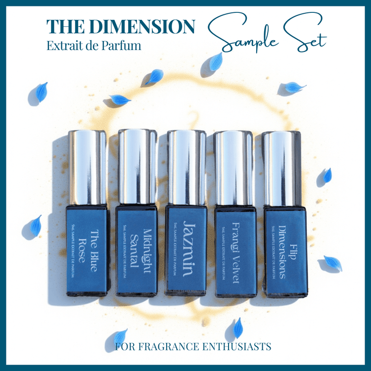 Extrait de parfum sample set featuring five artisanal scents