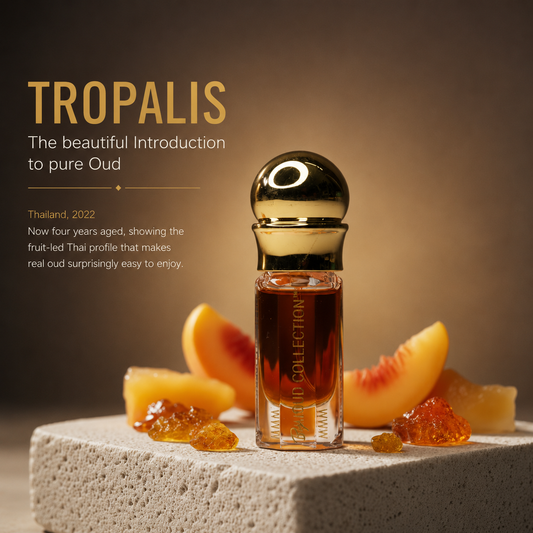 Thai Oud, Fruity Thai oud with incense heart and clean woody dry down